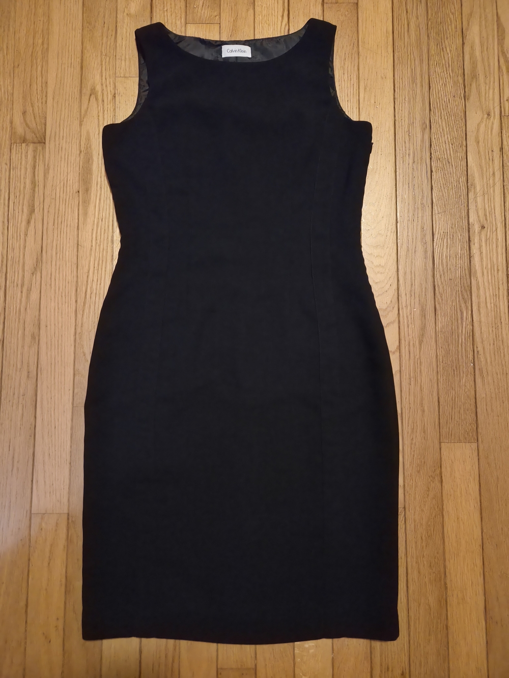 Calvin Klein Little Black Dress Sleeveless Sheath LBD Office Cocktail Classic S